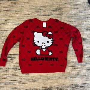 Hello Kitty Red Graphic Crewneck Sweater with Black Accent